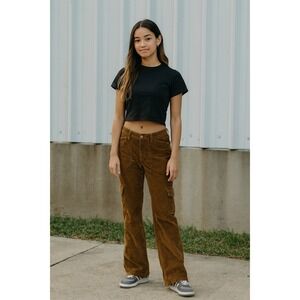 Vintage y2K Eddie Bauer chestnut brown corduroy painter cargo‎ cord pants size 8